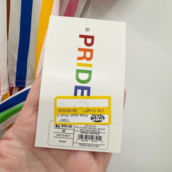 NEW Bullseye Pride Rainbow Striped Short Sleeve Maxi Shirt Dress Size Medium - Picture 6 of 11